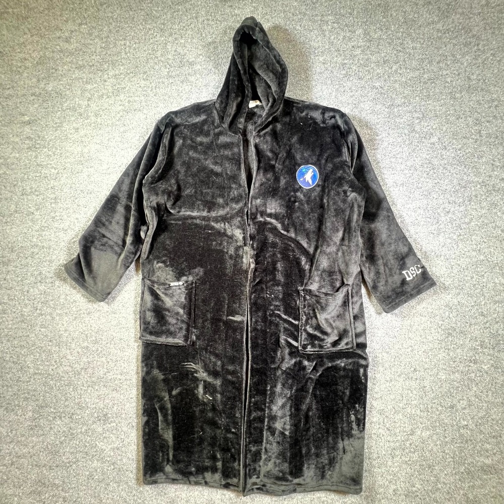 ISlide Phantom Robe Men's XL Black Polyester Fleece Minnesota Timberwolves NBA